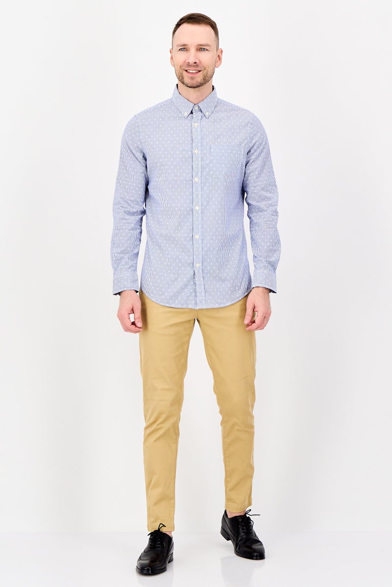 Chaps Men Slim Fit Stripe Long Sleeve Casual Shirt, Multicolor - Image 3